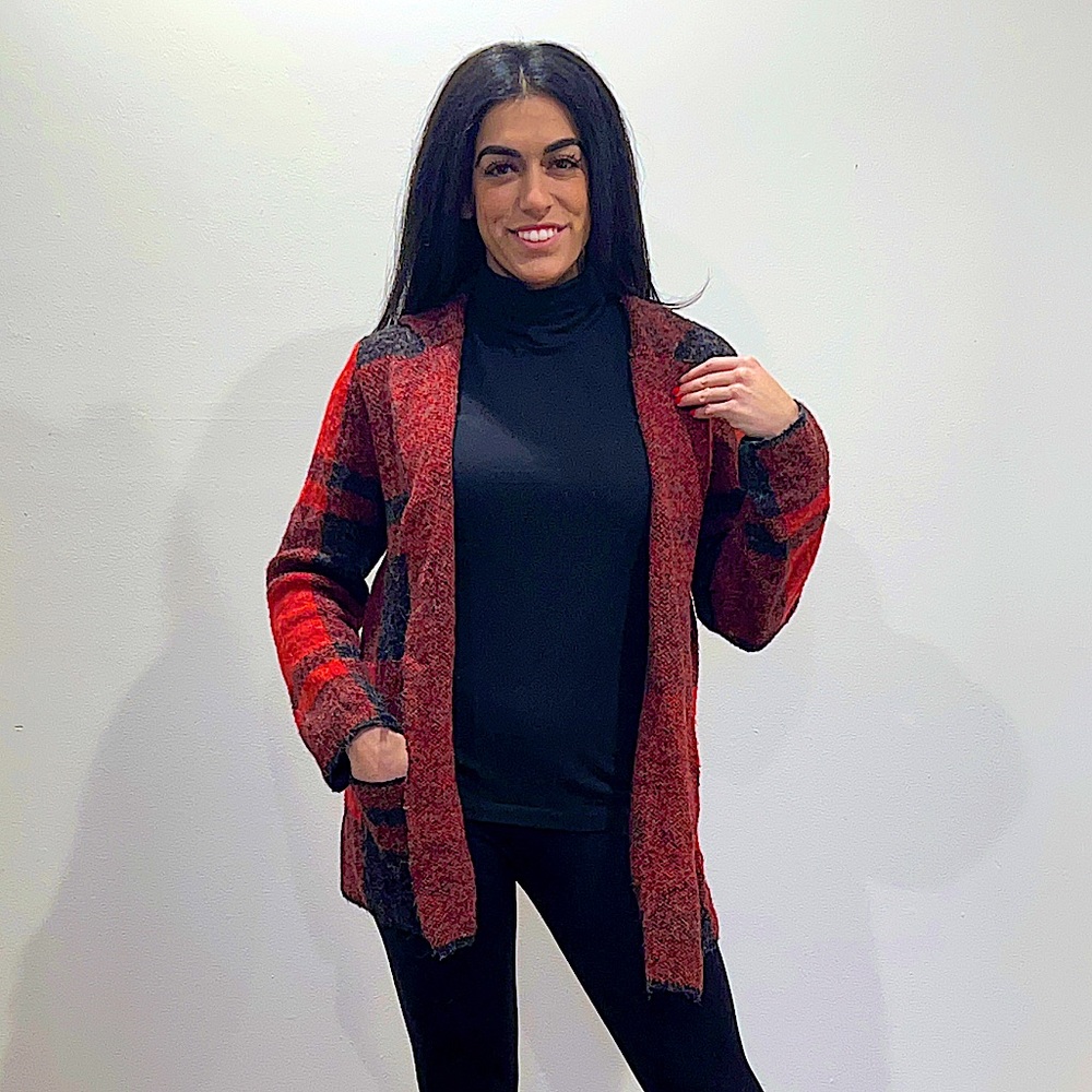 Joseph A. Collard Plaid Cardigan